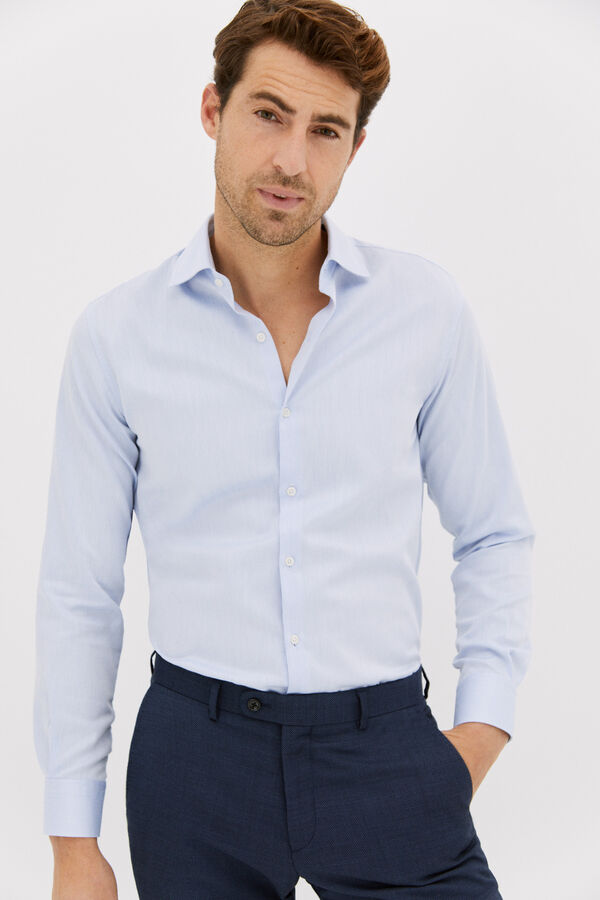 Cortefiel Tailored fit textured dress shirt Blue