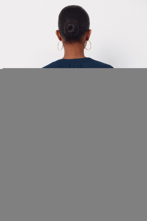 Cortefiel Blusa fluida manga com folho Azul