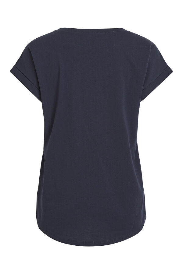 Cortefiel Short-sleeved cotton T-shirt Blue