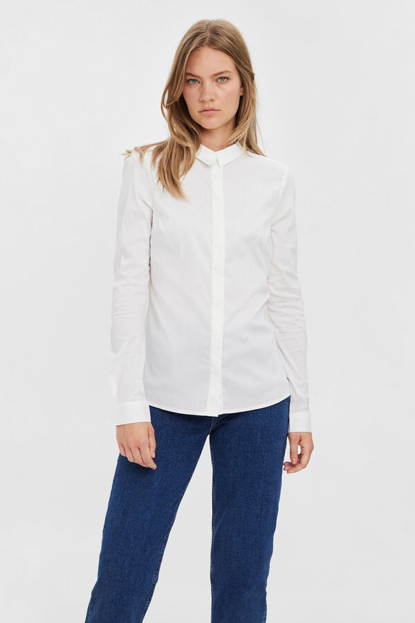 Cortefiel Camisa básica de manga larga Blanco