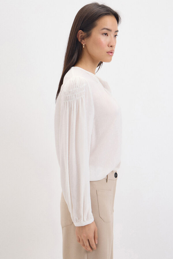 Cortefiel Blusa fluida estructura Blanco