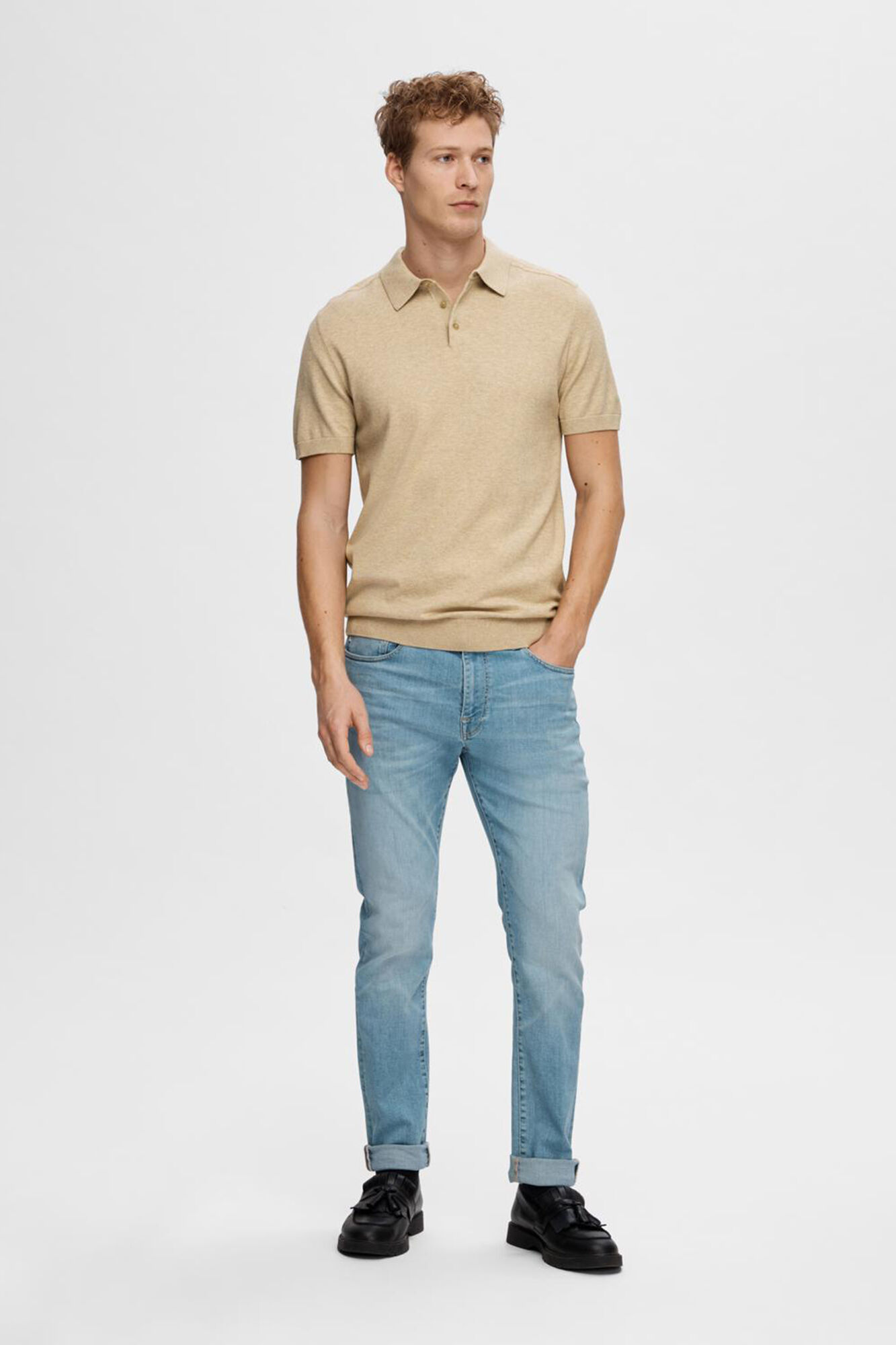 Selected Polo de malha de manga curta