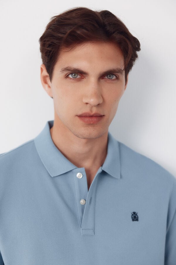 Cortefiel Piqu&eacute; basic polo shirt Blue