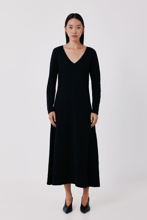 Cortefiel Jacquard dress Black