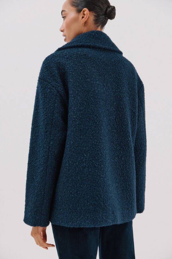 Cortefiel Short soft fabric coat Navy