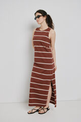 Vero Moda Vestido midi decote redondo Castanho