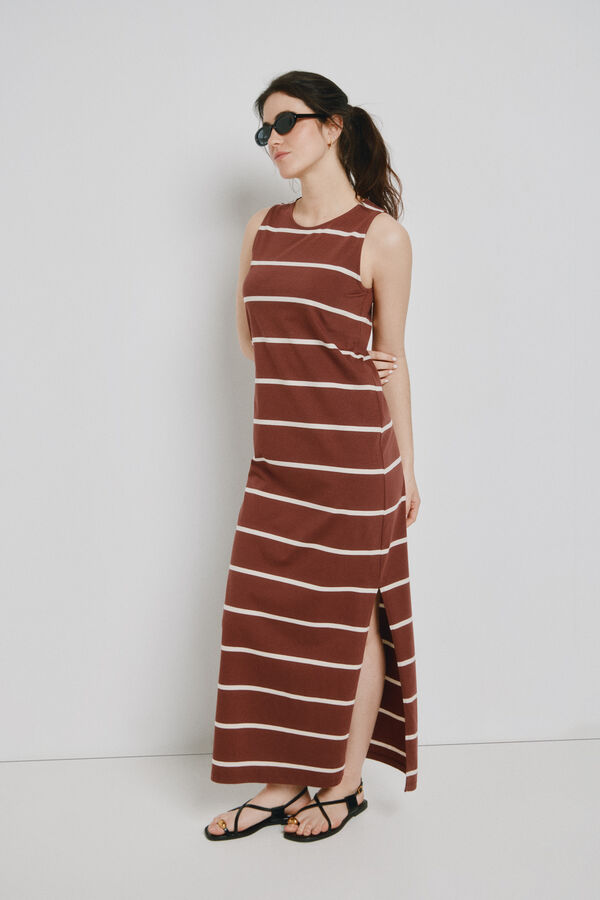 Vero Moda Vestido midi decote redondo Castanho