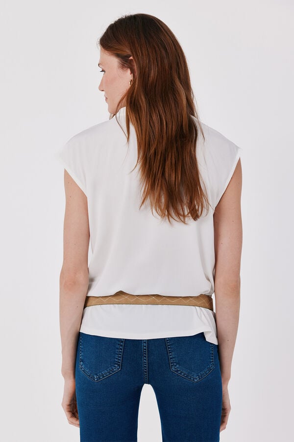 Cortefiel Basic stand-up collar T-shirt White