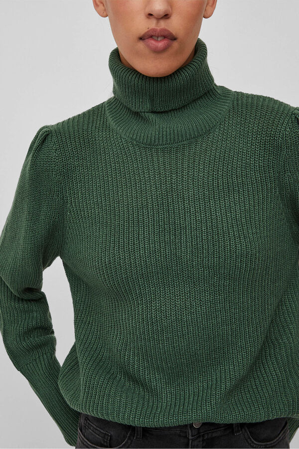 Vila Camisola de gola alta canelado Verde