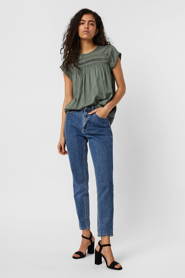 Vero Moda Blusa fluida de cuello redondo Verde