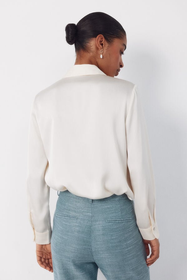 Cortefiel Satin-finish shirt Ivory