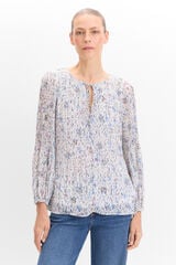 Cortefiel Printed pleated blouse Printed white