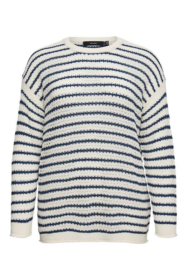 Vero Moda Curve Jersey punto fino calado talla grande Estampado beige