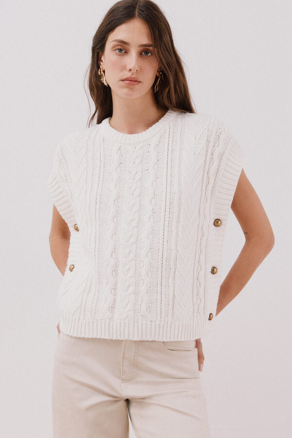 Cortefiel Vest with side buttons Ivory