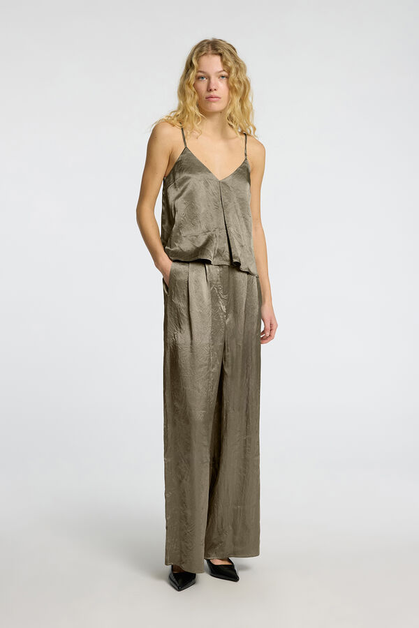 Selected Femme Top de cetim com alças Cinzento