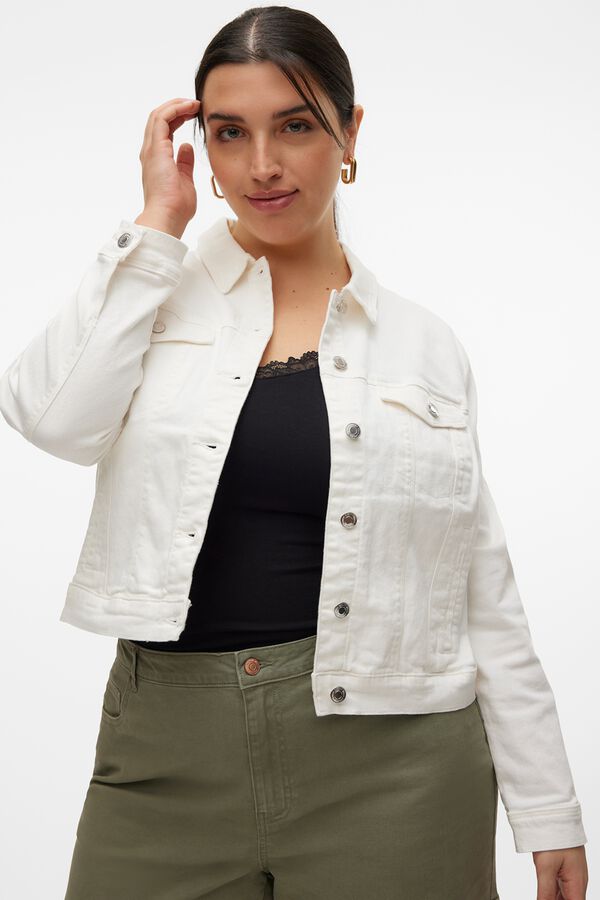 Vero Moda Curve Casaco denim tamanho grande Branco