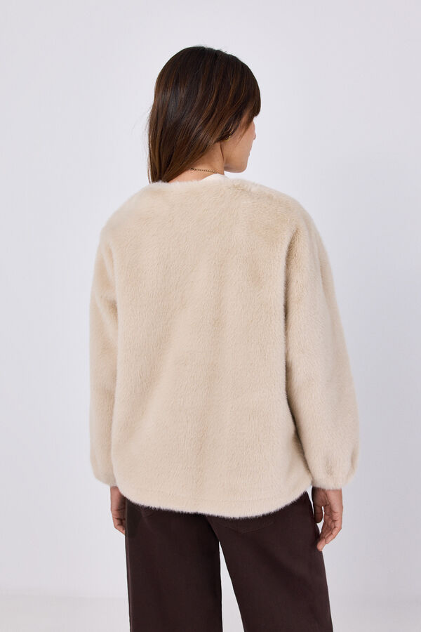 Cortefiel Double-faced effect coat Ivory