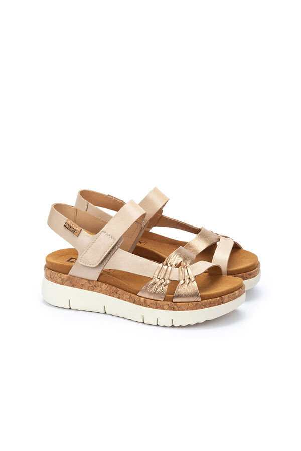 Pikolinos Sand&aacute;lias com fecho aderente para mulher Dourado