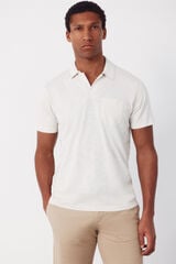 Cortefiel Plain slub polo shirt Ivory