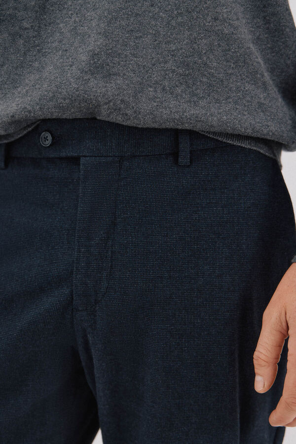 Cortefiel Micro-check cotton pants Navy
