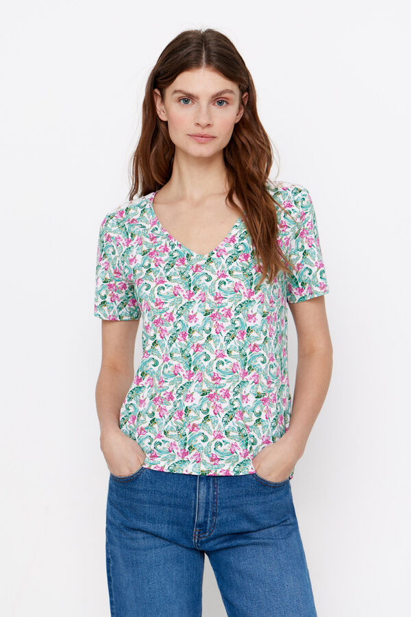 Cortefiel Camiseta cinta floral Multicolor