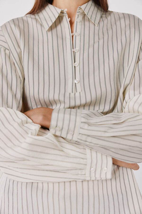 Cortefiel Camisa rayas fluida Estampado blanco