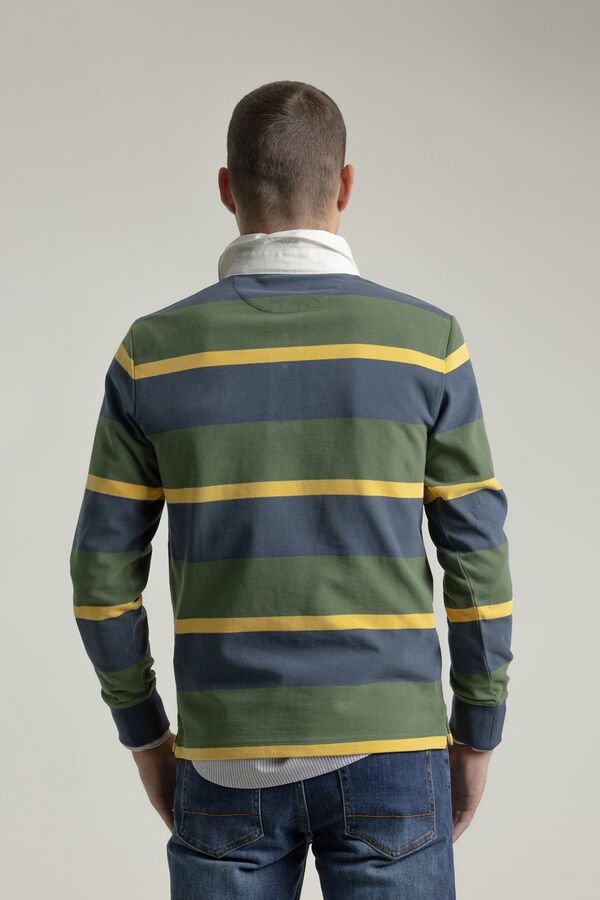 PuroEGO Camisa polo de algodão multi-listrada Verde