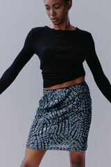 Cortefiel Mini sequin skirt Blue