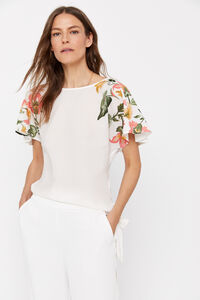 Cortefiel Combined printed top Printed white