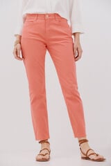 Cortefiel pantalones pitillo crop color Coral