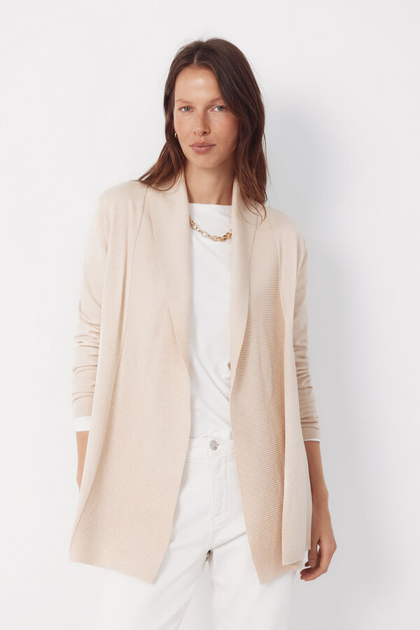 Cortefiel Cardigan with shawl neckline Beige