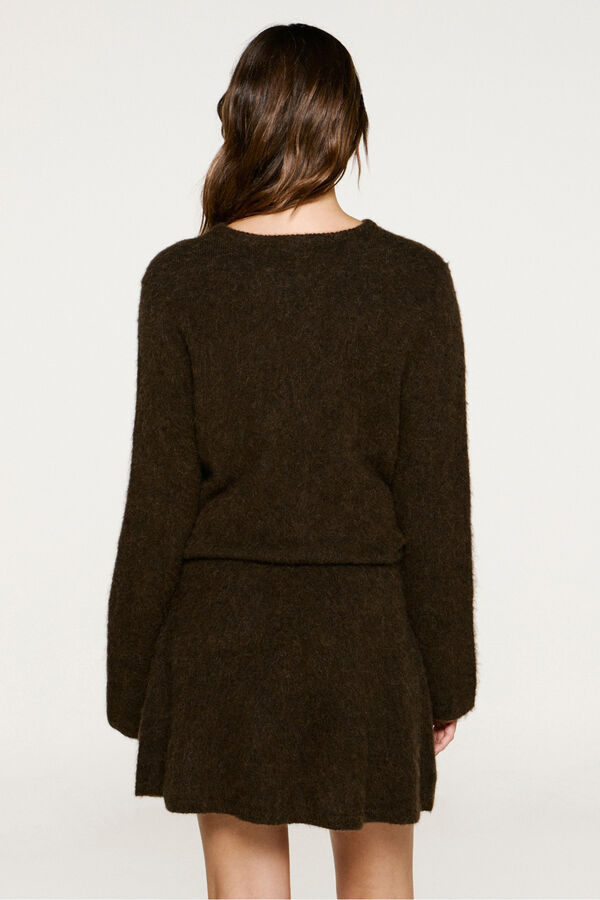 Selected Camisola com detalhes metálicos em lã e alpaca Castanho