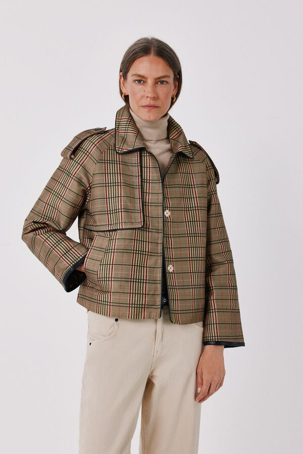 Cortefiel Satin-finish short trench Multicolour