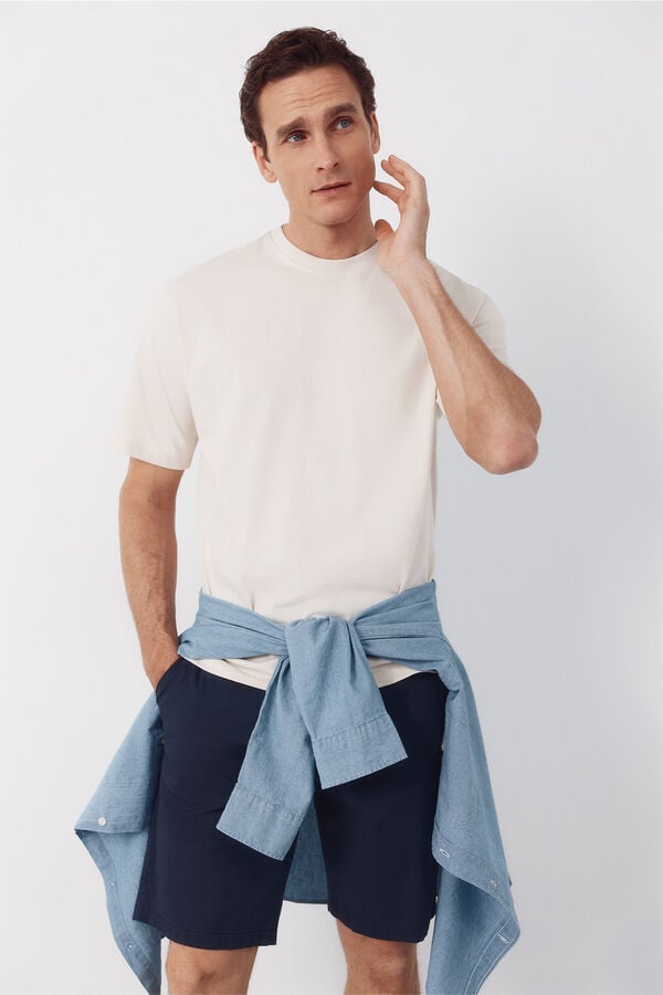 Cortefiel Plain T-shirt Beige