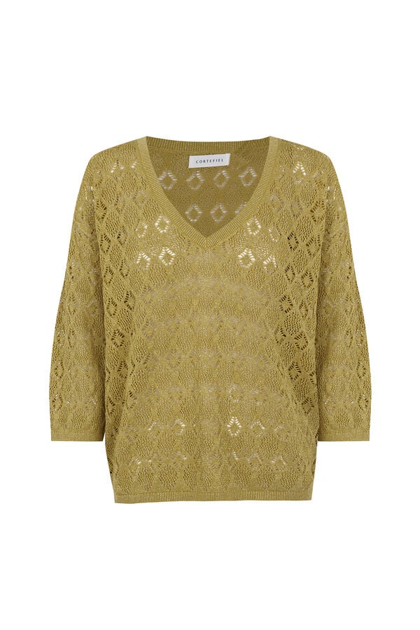 Cortefiel Lurex openwork jumper Yellow