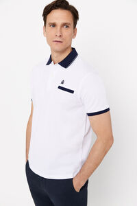 Cortefiel Oxford polo shirt with contrast collar White