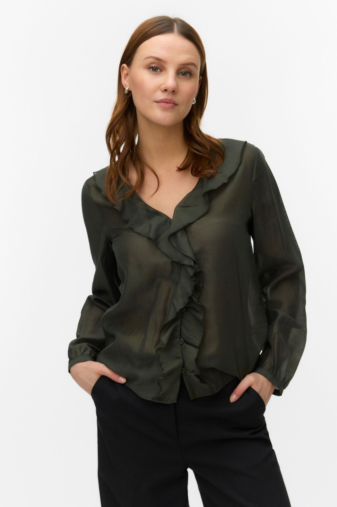 Vero Moda Camisa con volantes cuello pico
