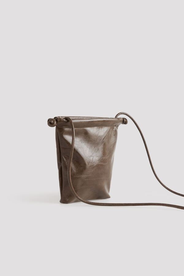 Cortefiel Studded pouch phone holder Dark brown