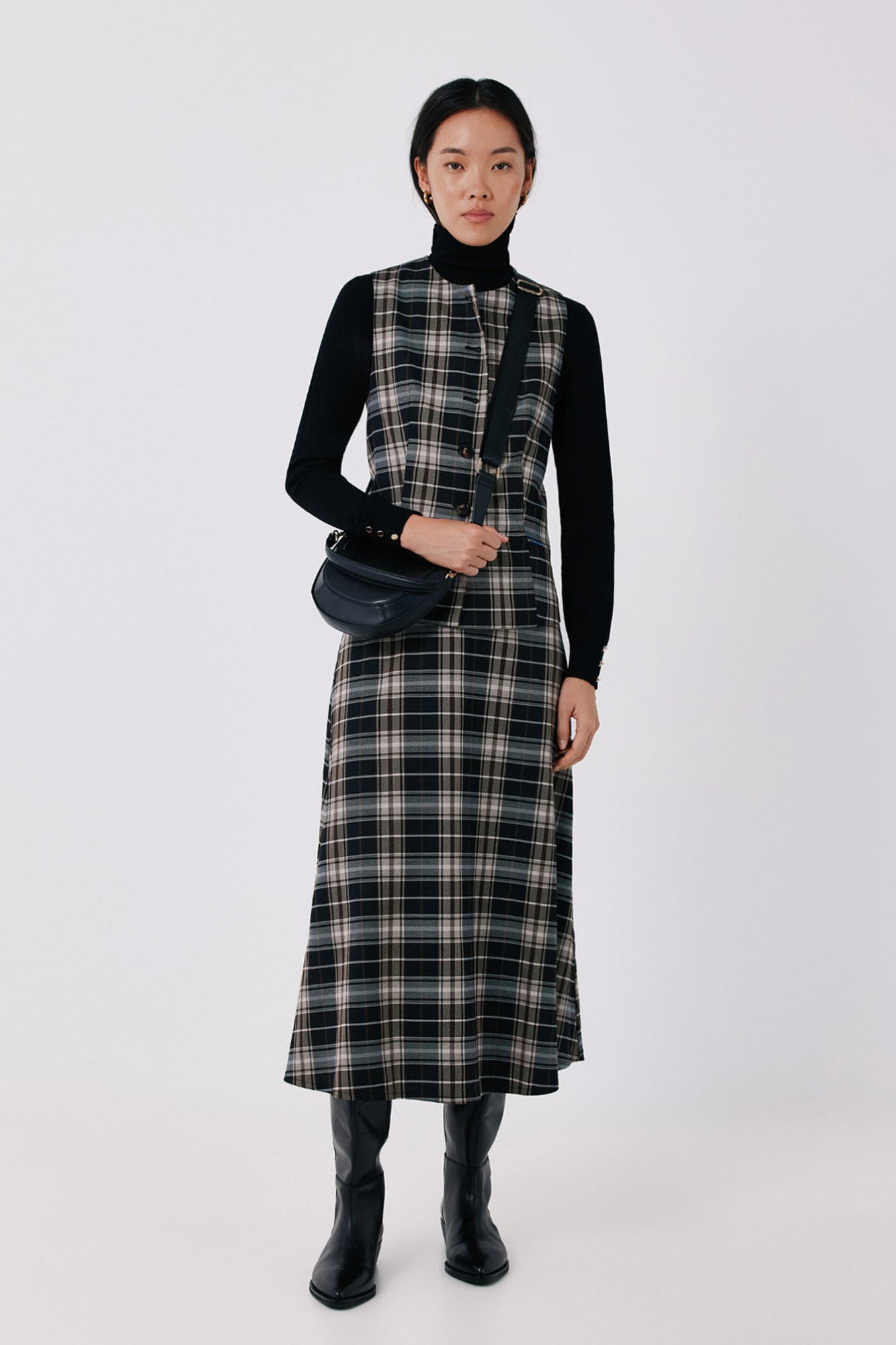 Cortefiel Plaid midi skirt