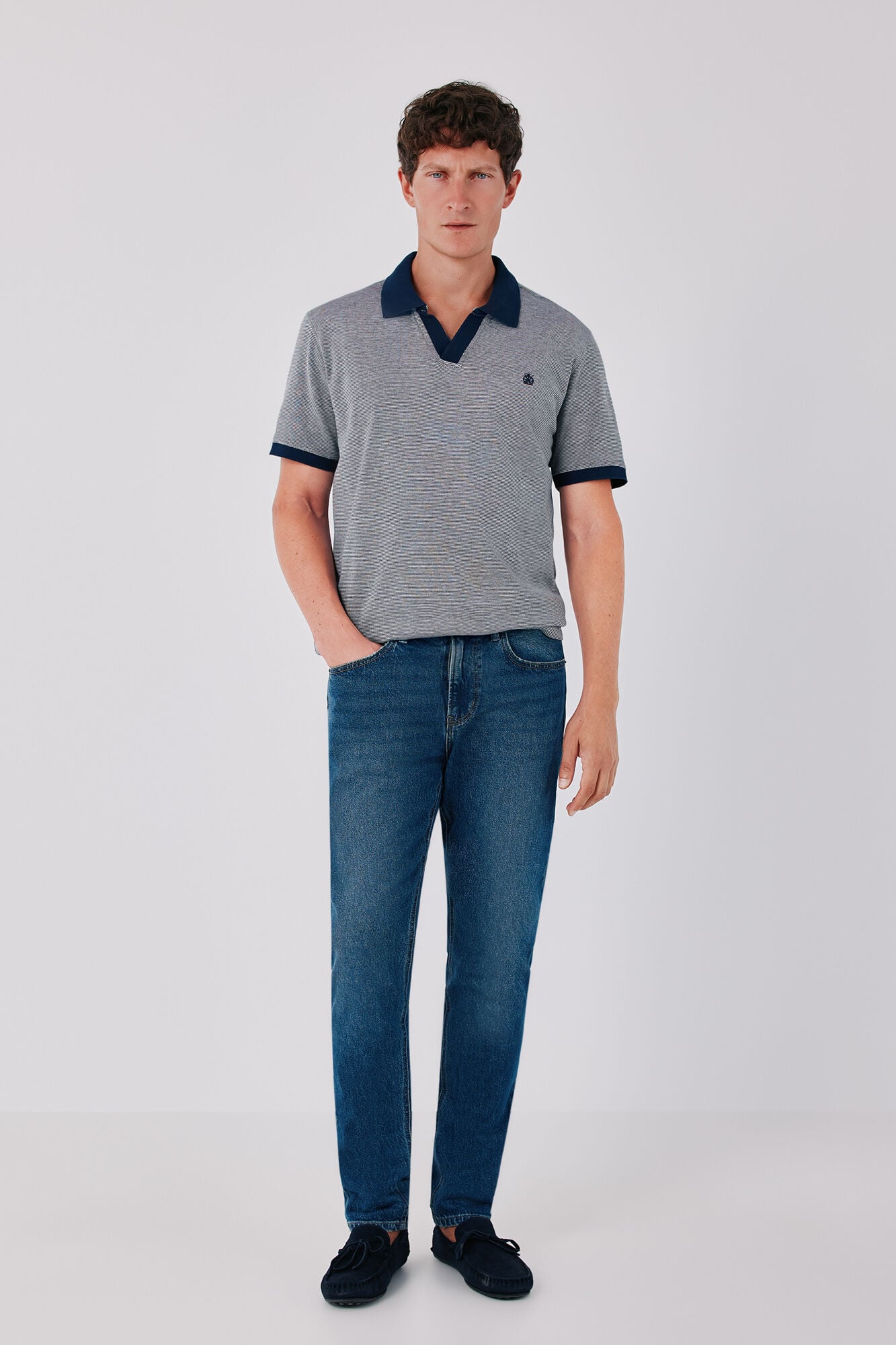 Cortefiel Structured open neck polo shirt