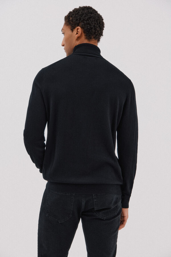 Cortefiel Cotton/silk cashmere high neck jumper Black