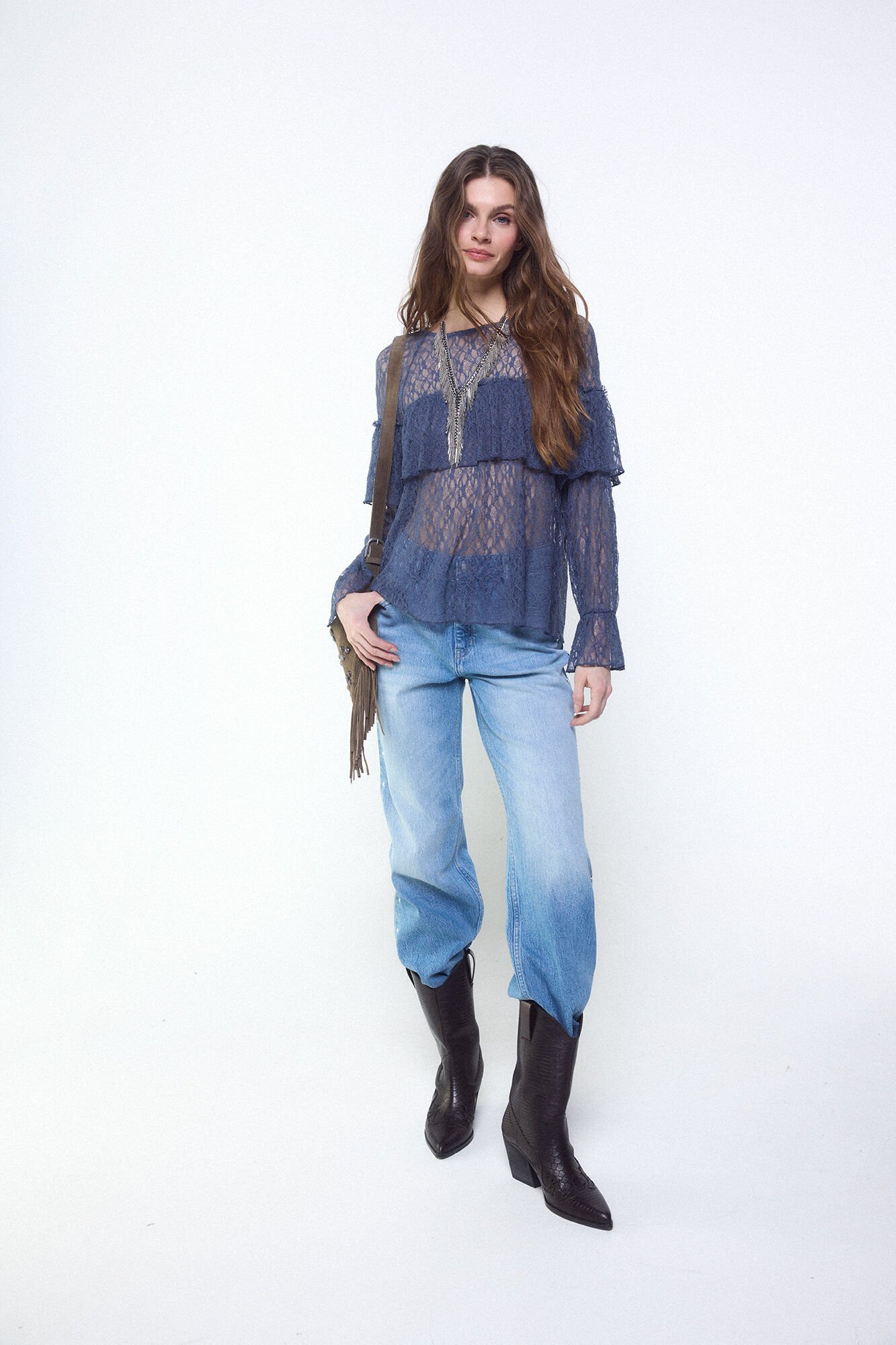 Slowlove Top encaje volante