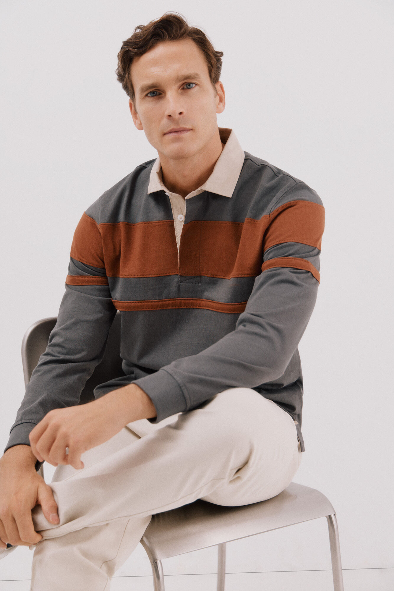 Cortefiel Block colour rugby shirt