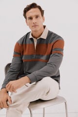 Cortefiel Polo rugby bloques Gris