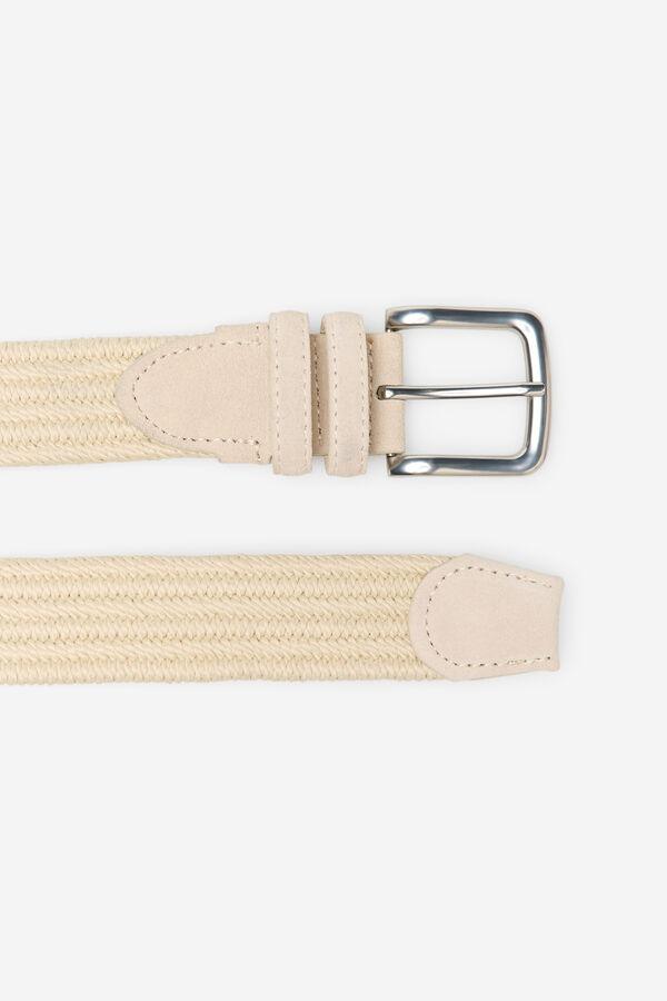 Cortefiel Elastic braided belt Beige