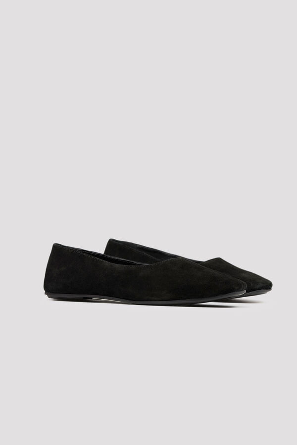 Cortefiel Leather ballet flats Camel