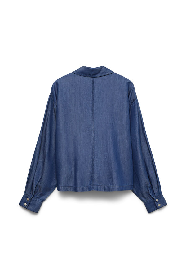 Vero Moda Camisa de ganga leve com la&ccedil;o Azul