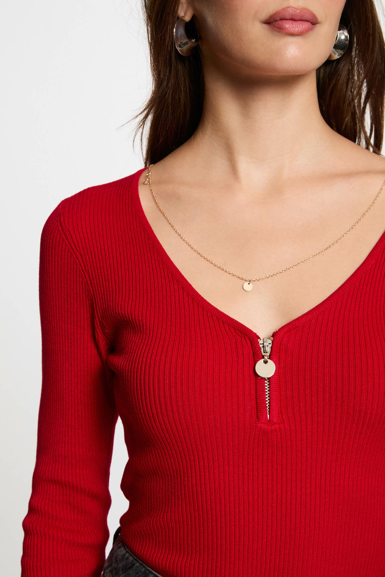 Morgan Camisola de manga comprida canelada