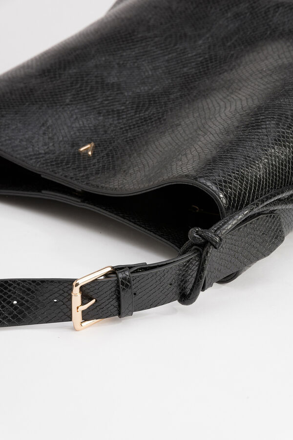 Vilanova Mala de ombro com efeito de cobra Preto