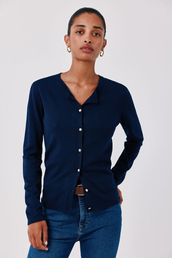 Cortefiel Basic knit jacket Navy